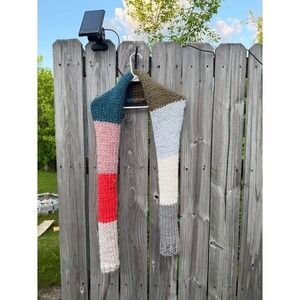 Chunky‎ Knit Colorblock Scarf Multi-Color Oversized Winter Handknit Accessory